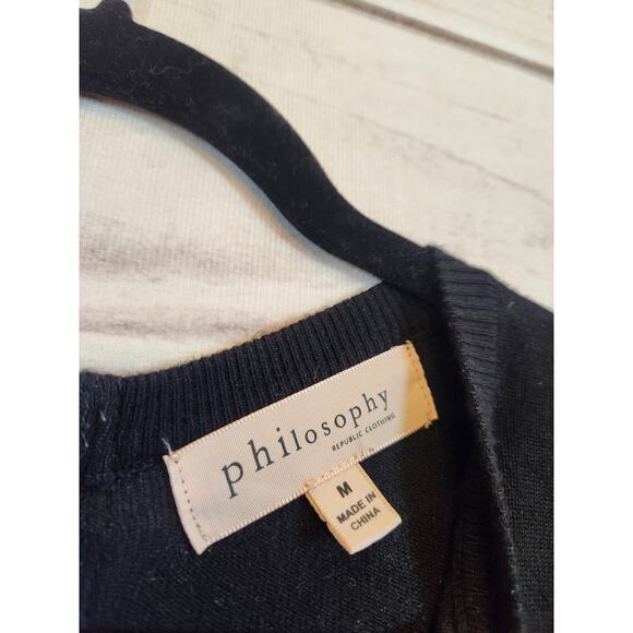 Philosophy Republic Clothing Black Stretch Long‎ Sleeve Pullover Sweater Size M - Picture 3 of 6